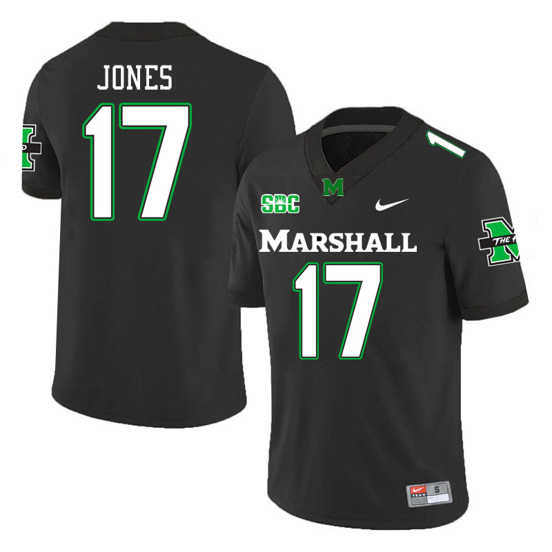 Men #17 K.J. Jones Marshall Thundering Herd SBC Conference College Football Jerseys Stitched-Black